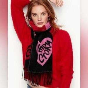Victoria's Secret Black and Red Heart Scarf
